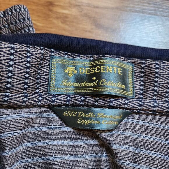 Descente International Collection Golf Polo Mens Size XL Blue Brown Allianz Vtg - Picture 7 of 9